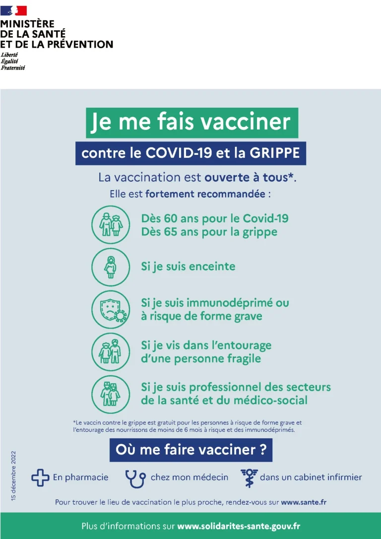 Affiche : vaccination contre la Covid et la grippe